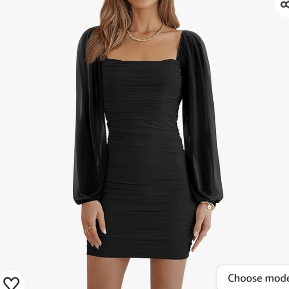 Size Small Black Ruched Mesh Mini Dress - Picture 2 of 6